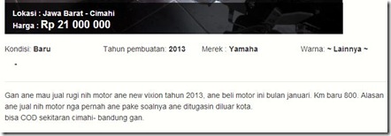 yamaha new vixion second hand