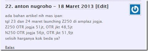 harga kawasaki z250 otr jogja