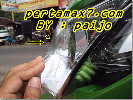 headlamp honda beat fi meleleh tampak samping