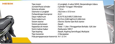 spesifikasi yamaha vega RR