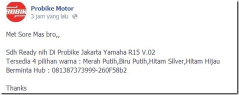 yamaha r15 probike motor