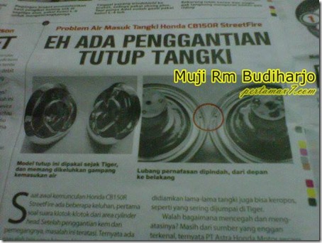 pengantian tutup tangki honda CB150R