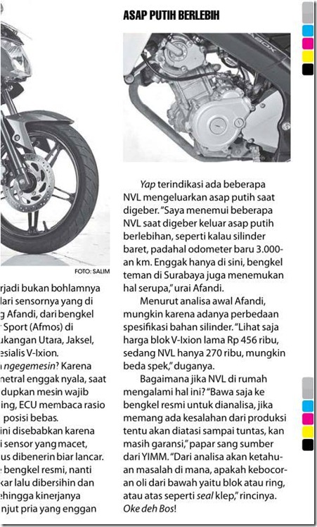 yamaha new vixion keluar asap putih
