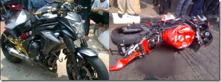 kawasaki er-6n kecelakaan di busway