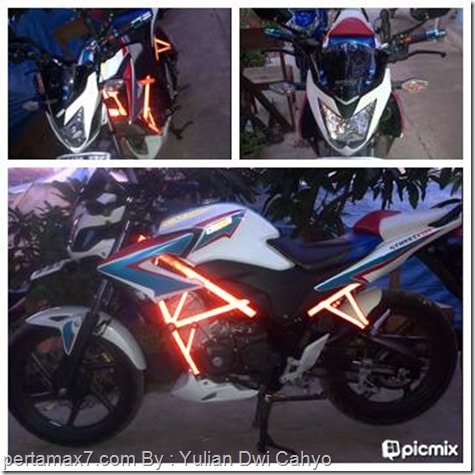 rangka tralis HONDA CB150R menyala dalam gelap Yulian Dwi Cahyo