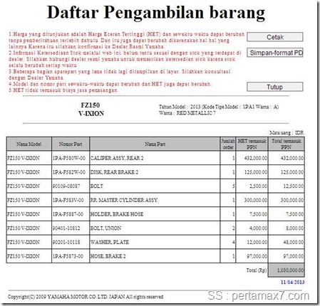 harga rdb set yamaha new vixion