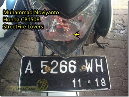 mika headlamp honda CB150R leleh