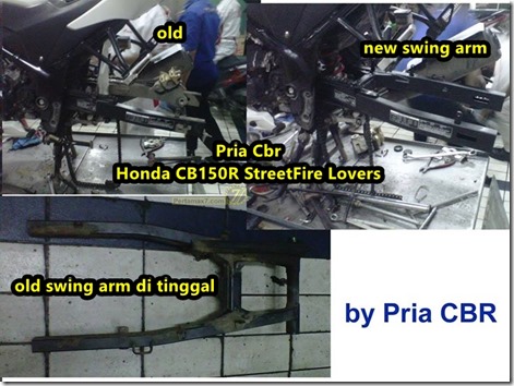 penggantian swing arm honda CB150R 1