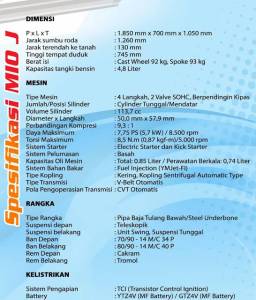 spesifikasi yamaha Mio&nbsp;J