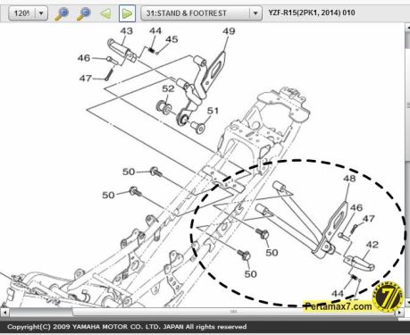 braket footpeg yamaha R15 model baut