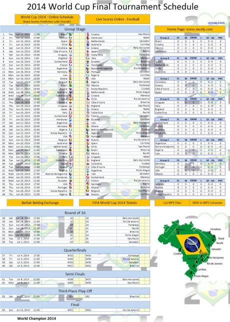 fifa word cup 2014 schedule