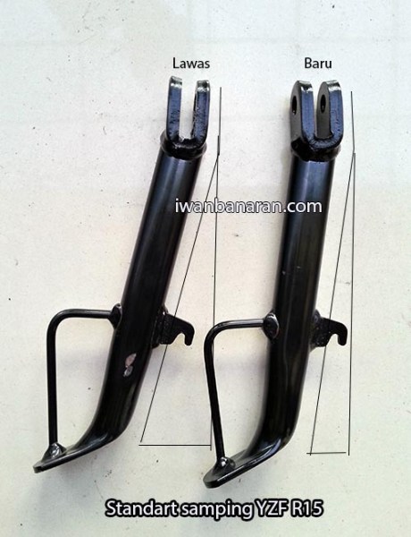 perbandingan kemiringan Standart Samping Yamaha R15 lama vs baru