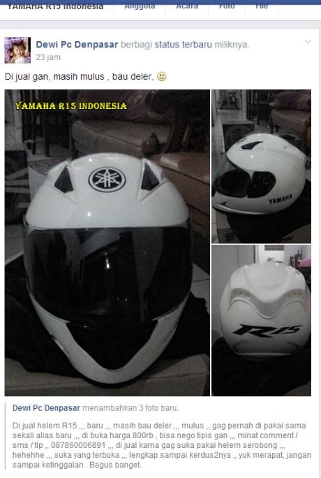 helm bawaan yamaha r15