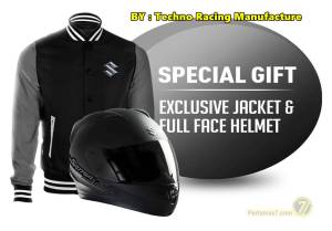 jaket dan helm ekslusife suzuki satria F black&nbsp;predator