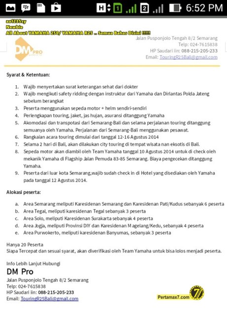 rules Touring Yamaha R25 Jawa Bali