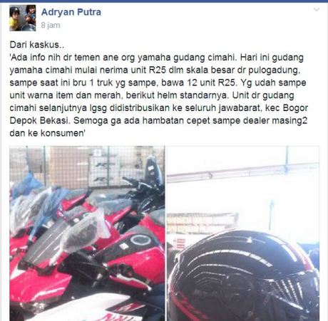 Yamaha YZF-R25 dikirim ke konsumen 7 pertamax7.com