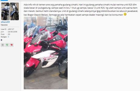 Yamaha YZF-R25 dikirim ke konsumen 8 pertamax7.com