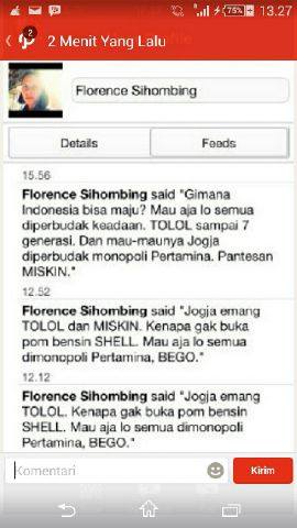 florence sebut jogja tolol