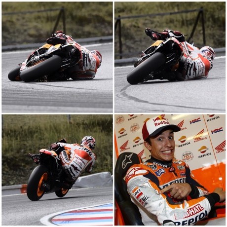 marc marquez near miss 68 degree on brno test 2015