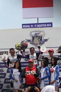Podium kelas YCR 1 seri 4 Yamaha Cup Race di&nbsp;Medan