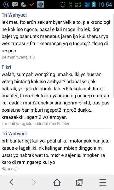 kronologi Velg kawasaki ER-6N ambrol