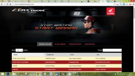 peserta indent honda CBR150R setelah 9 hari kerja