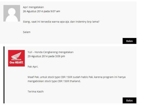 Stok CBR150R Thailand habis 3