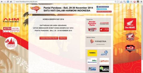 daftar online honda bikers day 2014