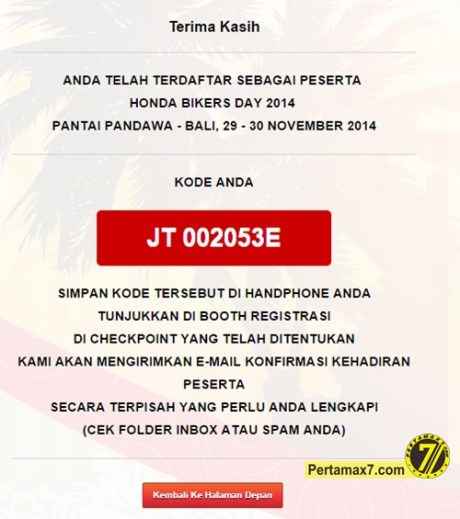 pendaftaran online honda bikers day 2014 selesai