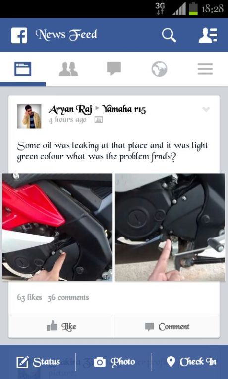 yamaha R15 india oli rembes