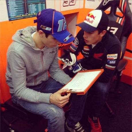 Alex marquez with Marc Marquez test Honda RC213V Valencia 2014 6