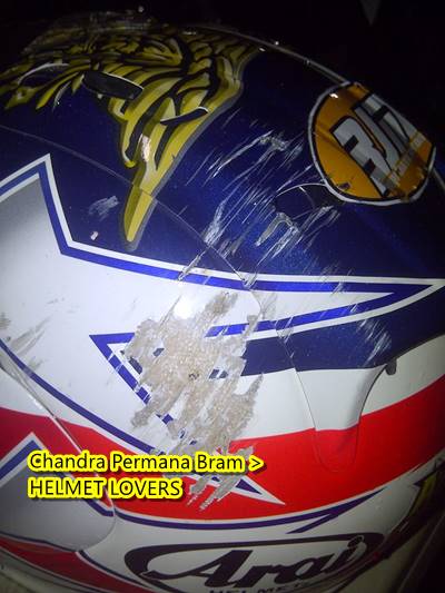 helm Arai bekas Kecelakaan Di sentul 0