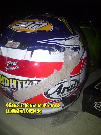 helm Arai bekas Kecelakaan Di sentul 1