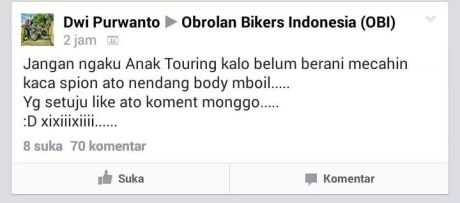 jangan ngaku anak touring sebelum mecahin kaca spion mobil