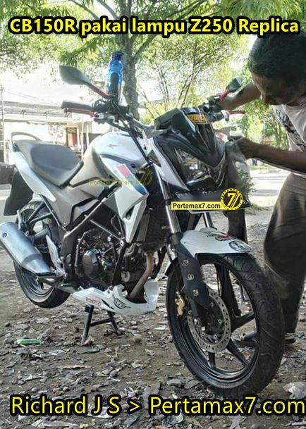 Honda CB150R pakai lampu kawasaki Z250 pertamax7.com