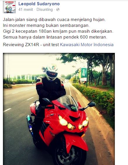 kawasaki ZX-14R tembus 180 km.jam pada gigi 2
