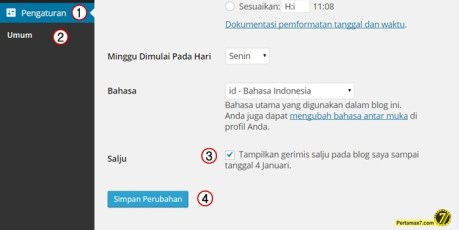 setting wordpress turun salju