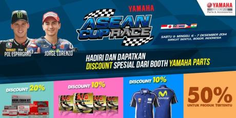 Yamaha Indoensia tebar diskon Sparepart aksesoris dan apparel di Asean Cup race Sentul 2014