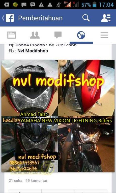 Yamaha New Vixion pakaii lampu kawasaki Z250 2