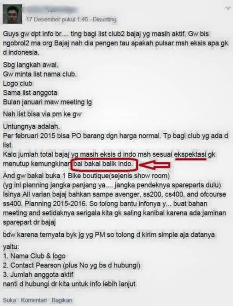 bajaj mau balik ke indonesia gosip