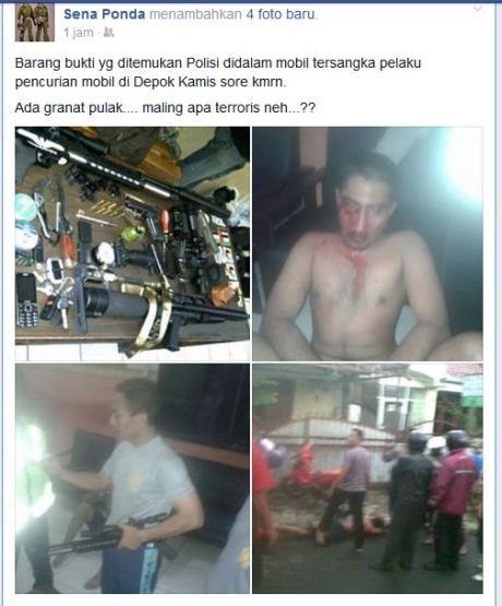 begal depok bawa granat saat curi mobil