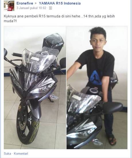 bocah 14 tahun beli sendiri yamaha R15