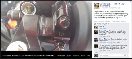 cat stang honda CBR150R lokal mengelupas berkarat