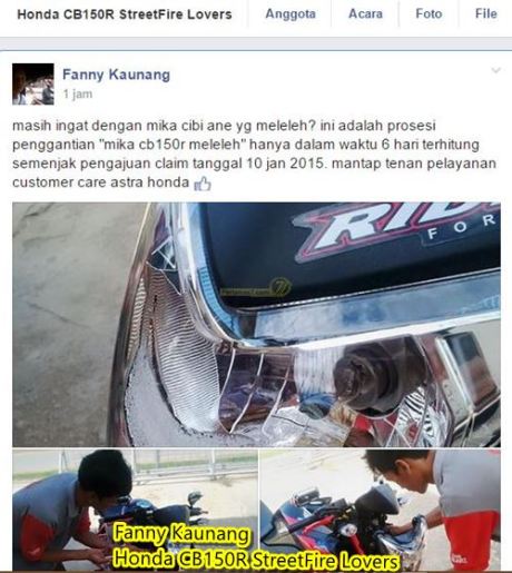 Klaim lampu leleh Honda CB150R13