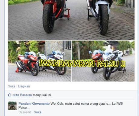Nama Iwanbanaran di catut untuk jualan motor tanpa bpkb 3