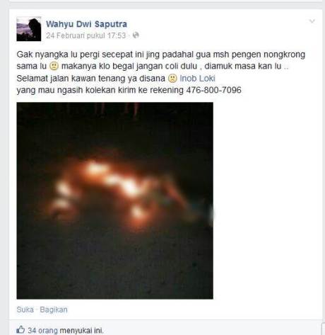 Akun Facebook Begal tangerang yang di bakar masa 008