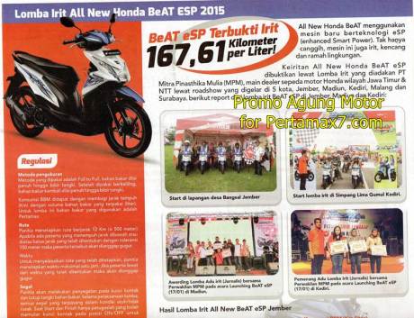 Honda Beat eSP tembus 167,61 KM Per Liter Pertamax
