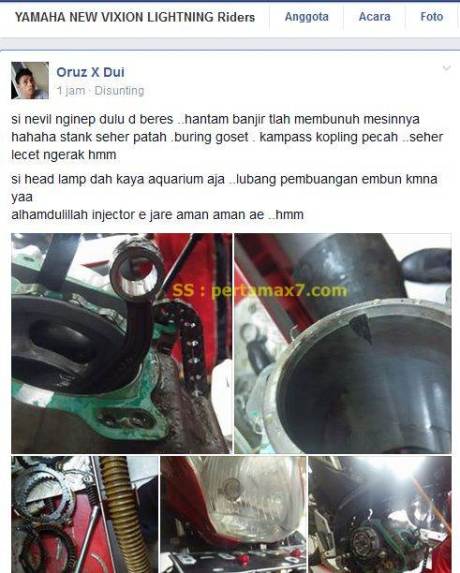 mesin yamaha new vixion hancur hantam banjir