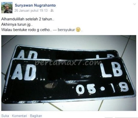 pelat nomer kendaraan bermotor jadi setelah 2 tahun