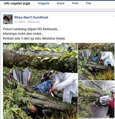 pohon tumbang timpa mobil depan rs bathesda jogja